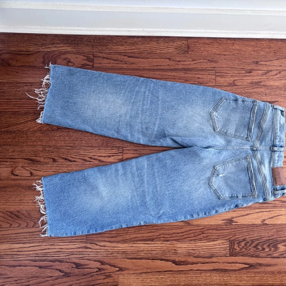 Madewell the perfect vintage wide leg cropped jeans 27P pants frayed hem - Picture 4 of 6